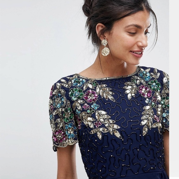 ASOS Virgos Lounge Tall Arian Embellished Maxi Dress
With Frill Wrap Skirt - Picture 3 of 13